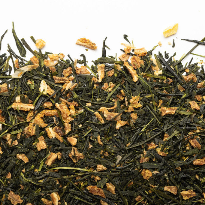 Green tea with yuzu pieces